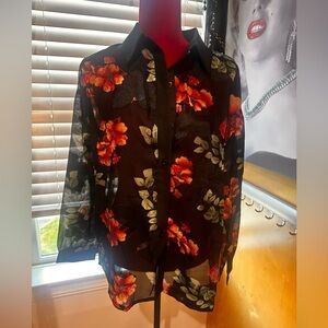 NWOT SHEIN sheer blouse 
Beautiful colors 
Size Large